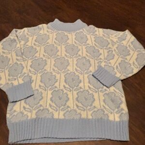 Vintage Spunky sweater women’s coquette print light blue 80s